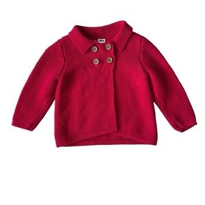 Old Navy Baby Sweater Red Double-Breasted Jacket Red Cardigan size 6-12 months